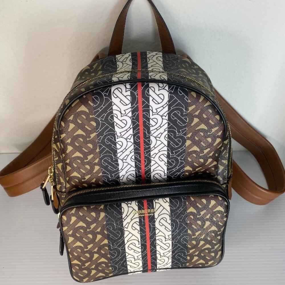 Burberry Backpack Brown E Canvas w/ Printed TB Motif- Never Worn